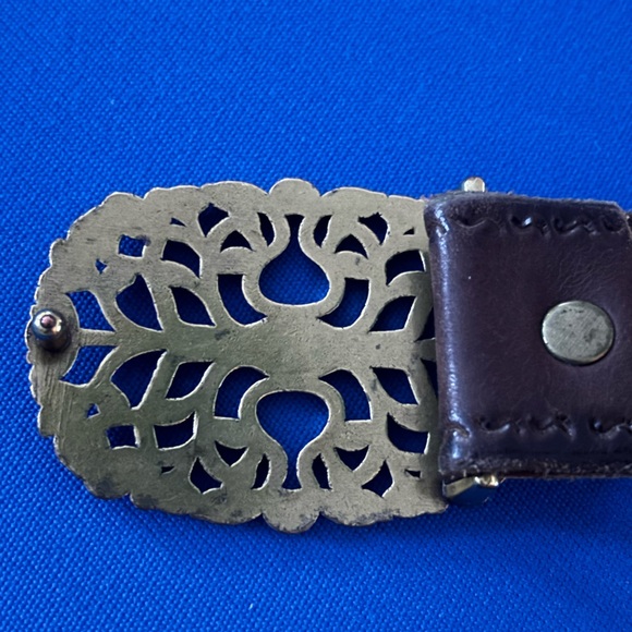Brown Leather Belt with Gold Tree of life Buckle - Picture 5 of 8